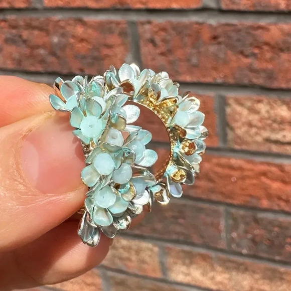 Lila Floral Hoop Earrings in Light Blue - Picture 4 of 5